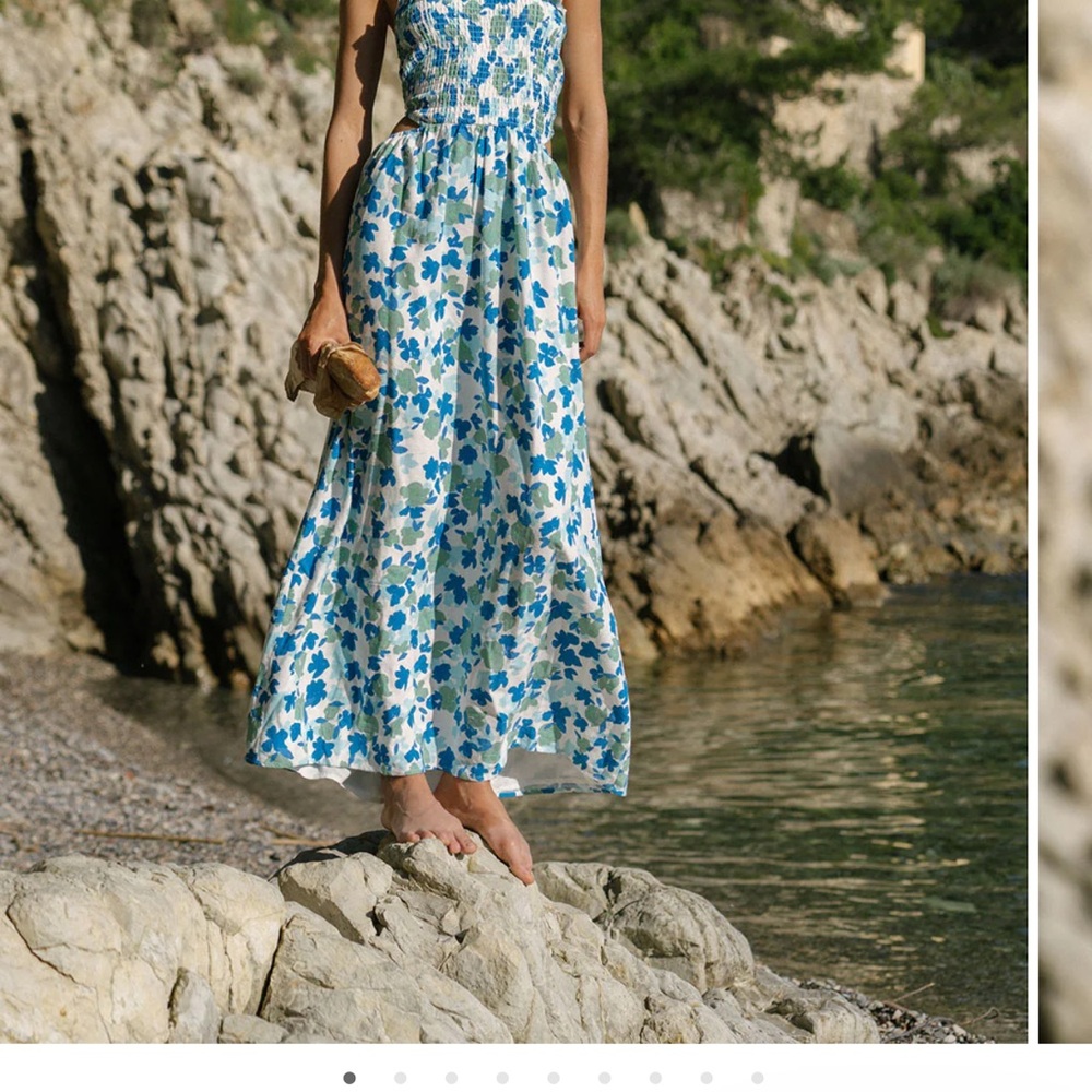 Floral Blue and White Maxi Dress